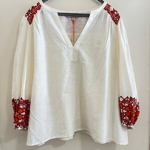 Knox Rose Boho Peasant Top XLarge Folk Print Gauze Style‎ Festival Coastal Boho